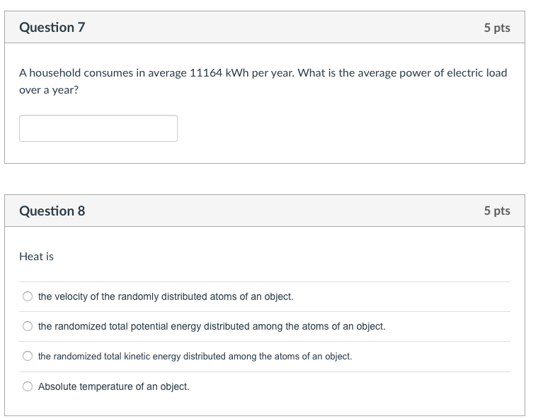 Solved Question 7 5 Pts A Household Consumes In Average 1 Question 7 5 Pts A Household Consumes In Average 11164 Kwh Per Year What Is