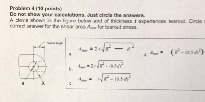 Solved Problem 4 10 Points Do Not Show Your Calculations Chegg Com