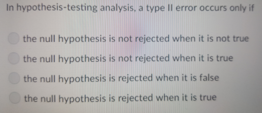 Solved In Hypothesis Testing Analysis A Type Ii Error Chegg Com