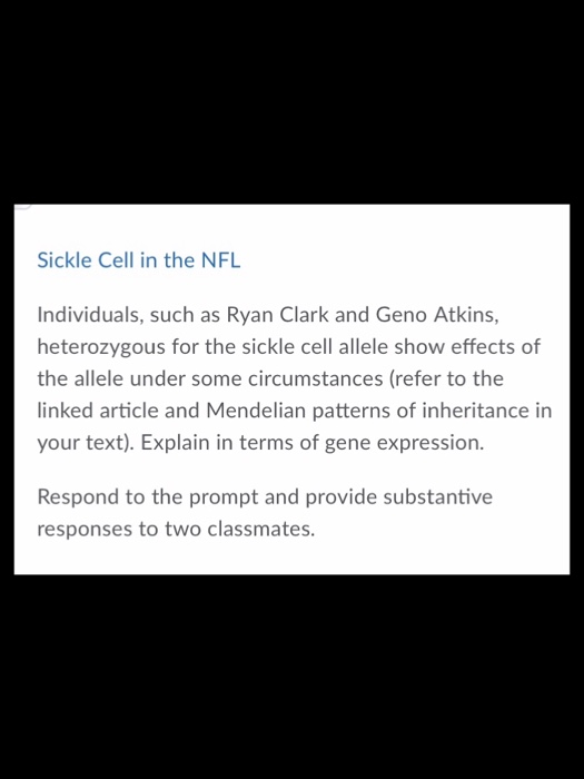 Solved Sickle Cell in the NFL Individuals, such as Ryan