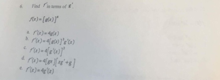 Solved Find F In Terms Of G F X G X 4 A F X Chegg Com