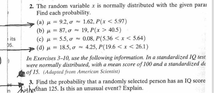 Solved 2 The Random Variable X Is Normally Distributed W Chegg Com