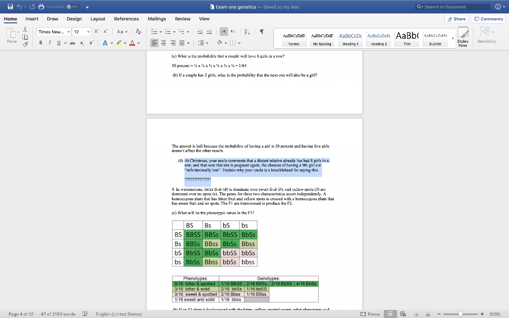 Solved Exam One Genetics Saved To My Mac Q Search In Doc Chegg Com