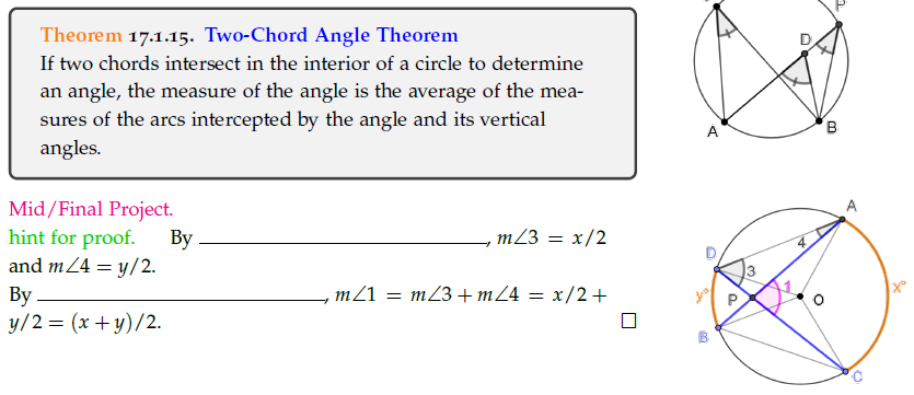 Solved Theorem 17 1 15 Two Chord Angle Theorem If Two Ch