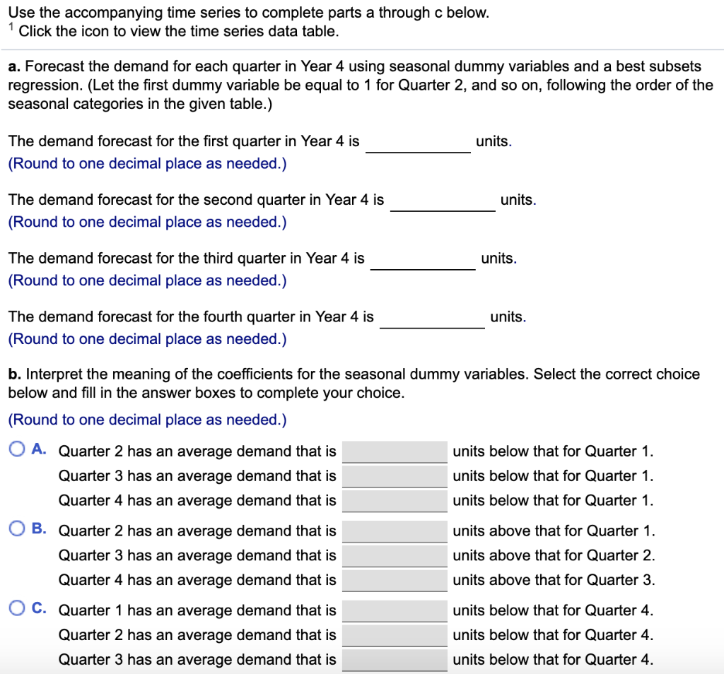 Solved Use The Accompanying Time Series To Complete Parts