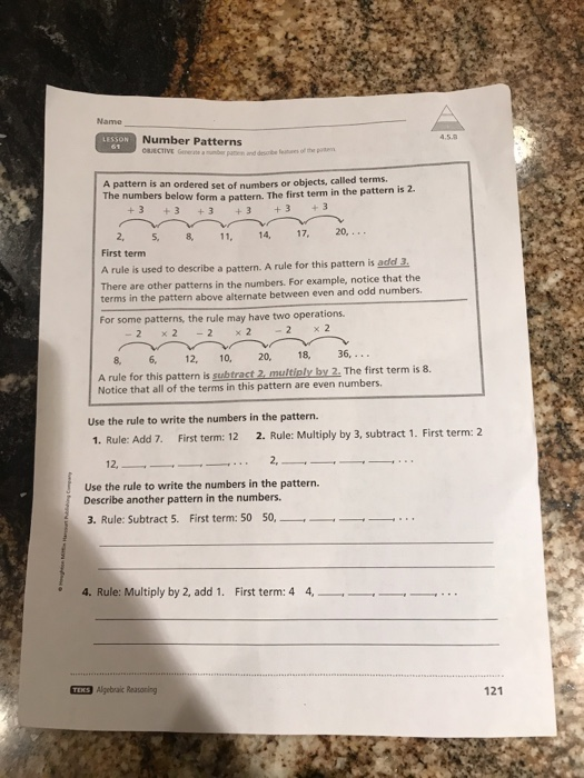 Solved Name Number Patterns Nd Descibe Feaus Of The Po A Chegg Com