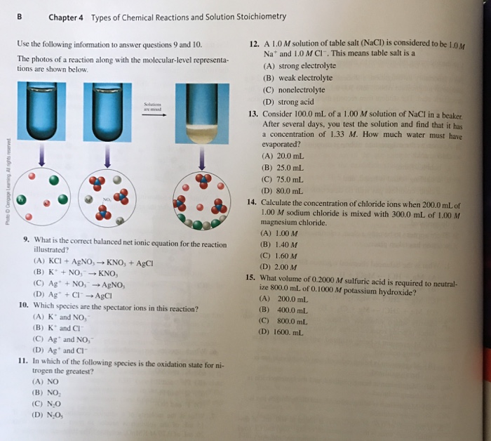 B Chapter 4 Types Of Chemical Reactions And Solution Chegg 