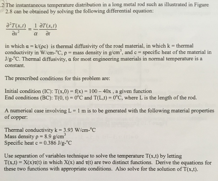 Solved The Instantaneous Temperature Distribution In A Lo Chegg Com