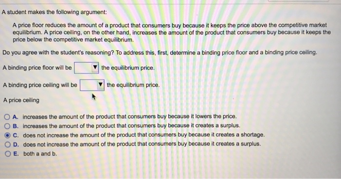 Solved A Student Makes The Following Argument A Price Fl