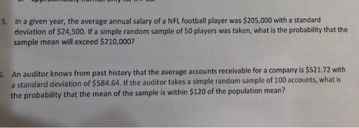 Solved In A Given Year The Average Annual Salary Of A Nf