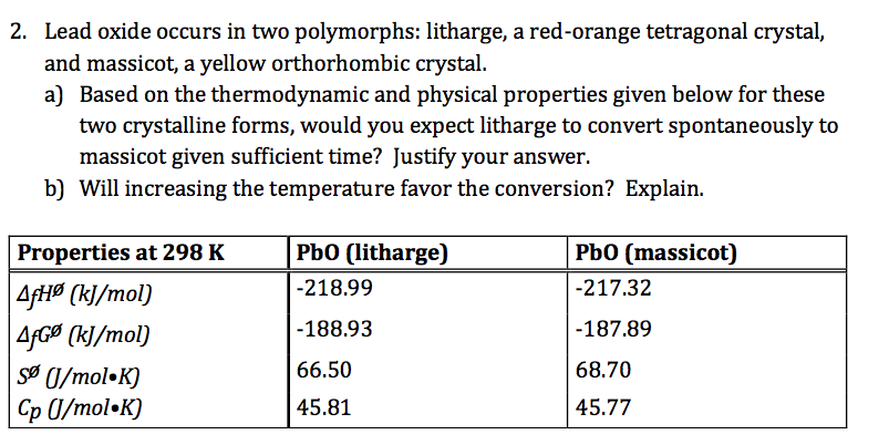 2 Lead Oxide Occurs In Two Polymorphs Litharge Chegg 2 Lead Oxide Occurs In Two Polymorphs Litharge A Red Orange Tetragonal