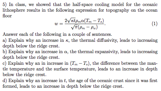 5 In Class We Showed That The Half Space Cooling