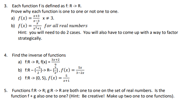 Solved 3 Each Function F Is Defined As F R R Prove Why Chegg Com