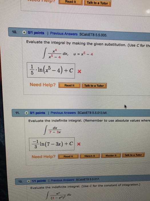 Evaluate The Integral Making The Given Chegg 