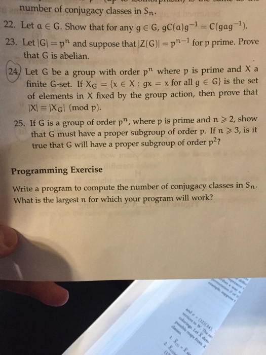 Solved Number Of Conjugacy Classes In Sn 22 Let A E G S Chegg Com