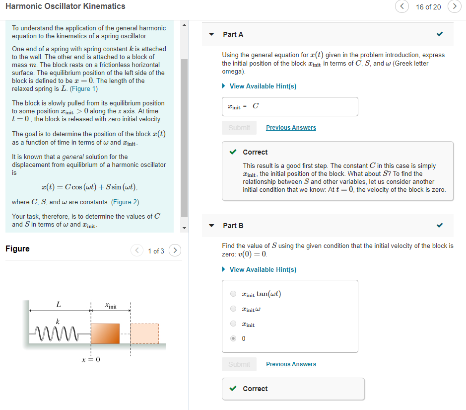 Harmonic Oscillator Kinematics 16 Of To Chegg Com