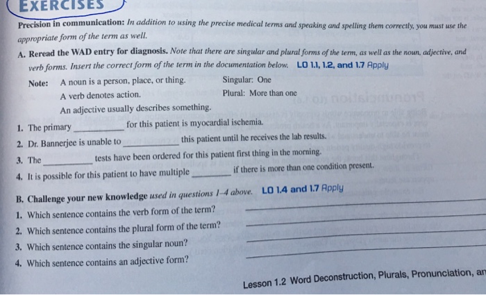 Solved Exercises Precision In Communication In Addition To Chegg Com