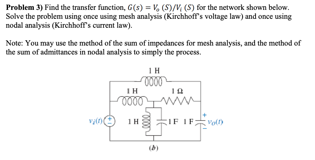 Solved Problem 3 Find The Transfer Function G S Vo S Chegg Com