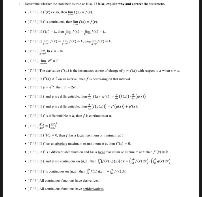 Solved 1 Determine Whether The Statement Is True Or Fals Chegg Com