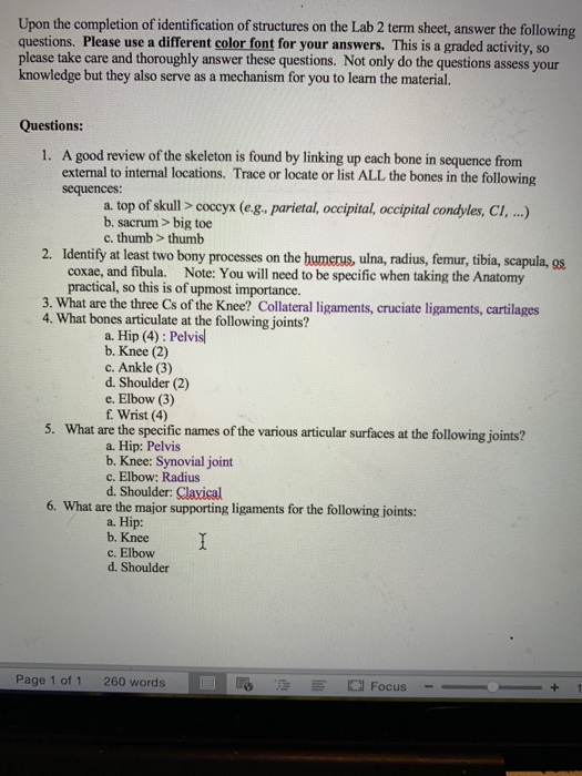 Solved Upon The Completion Of Identification Structure Question Upon The Completion Of Identification Structures On Lab 2 Term Sheet Questions Please Use A Diffe Color Font For Your Answers