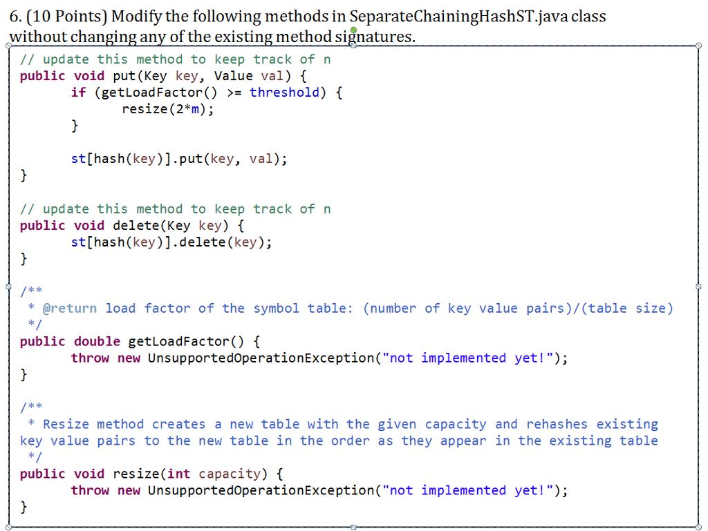 6 10 Points Modify The Following Methods In Chegg Com