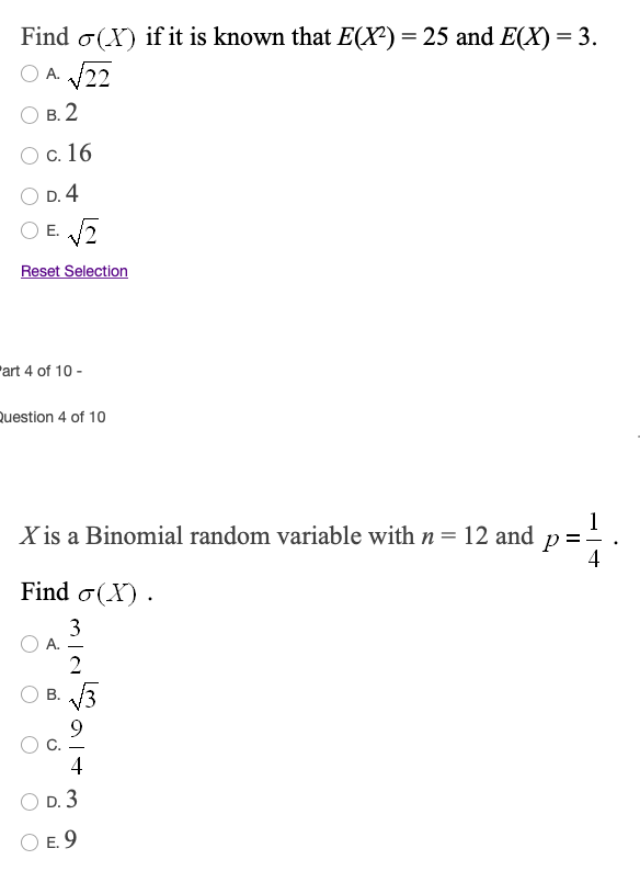 Find S X If It Is Known That E R 25 And E X 3 Oa Chegg Com