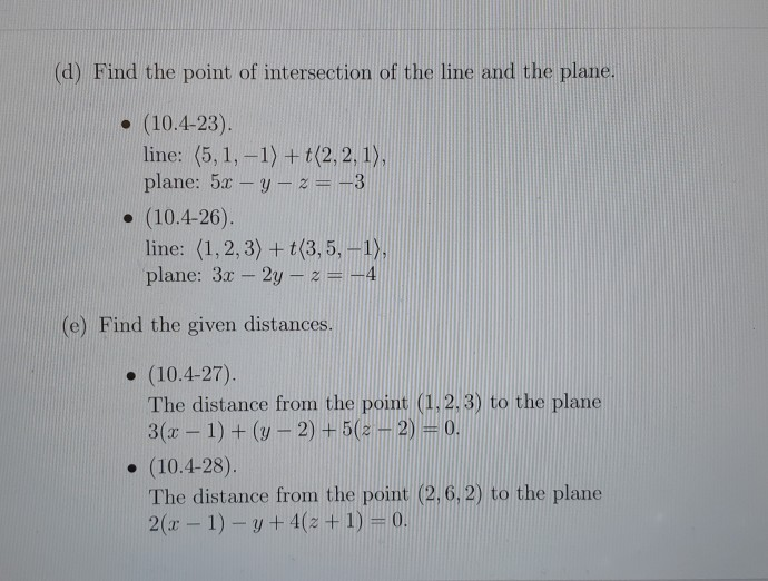Solved (d) Find the point of intersection of the line and