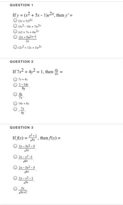 Solved If Y X 2 5x I E 2x Then Y 2x 5 3 2x 3 Chegg Com