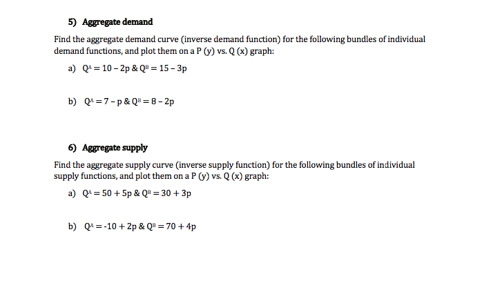 Solved 5 Aggregate Demand Find The Aggregate Demand Curv Chegg Com