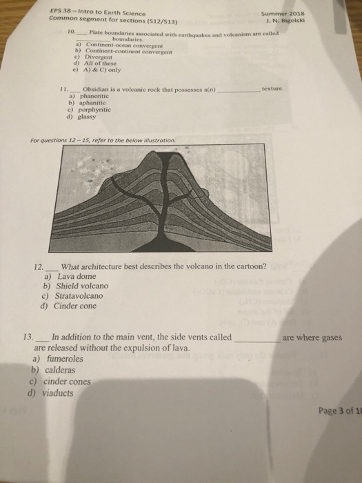 Solved Eps 38 Intro To Earth Science Common Segment For S Chegg Com