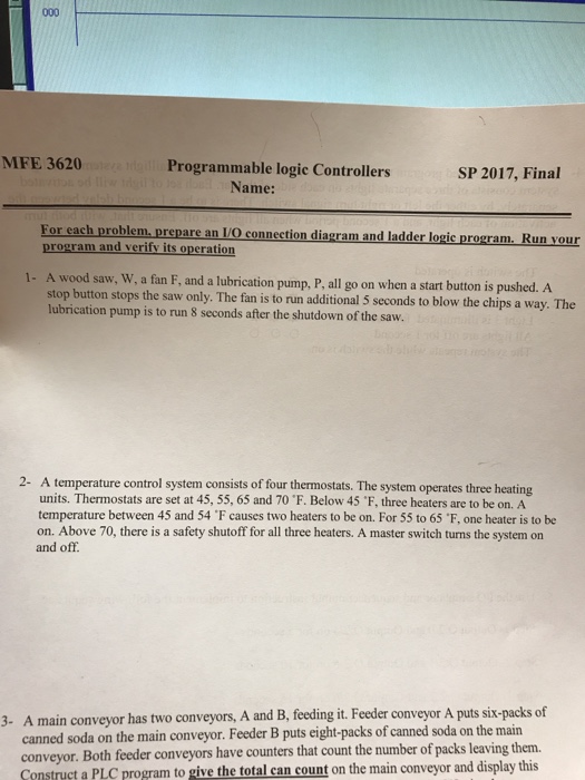 Solved For Each Problem Prepare An I O Connection Diagra Chegg Com