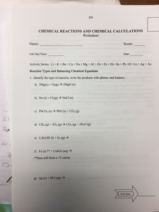 Solved: Activity Series: Li > K > Ba > Ca > Na > Mg > Al >... | Chegg.com