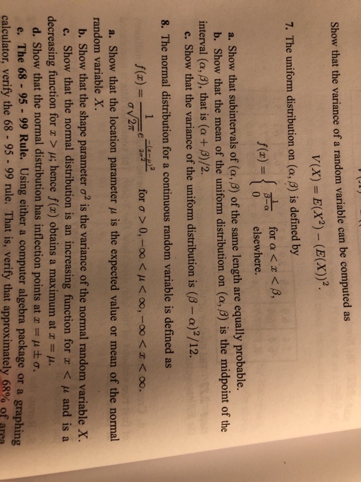 Solved Show That The Variance Of A Random Variable Can Be Chegg Com