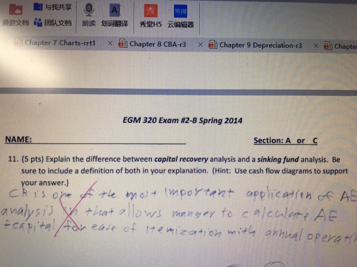 Solved Explain The Difference Between Capital Recovery An