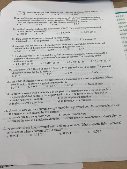 Solved 22 Equivalent Capacitance Of Three Capacitors 8 M Chegg Com