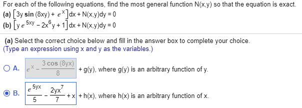 Solved For Each Of The Following Equations Find The Most Chegg Com