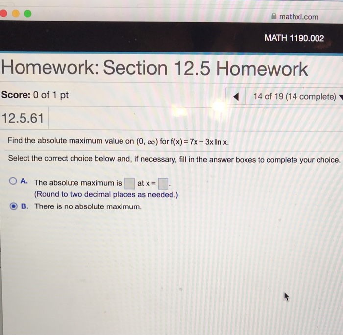 Solved Mathxl.com Math 1190.002 Homework: Section 12.5 | Chegg.com