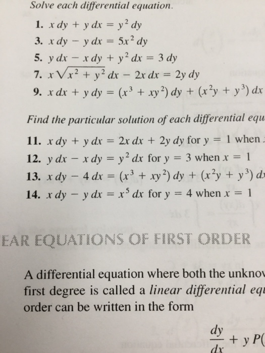 Solved Solve Each Differential Equation X Dy Y Dx Y Chegg Com