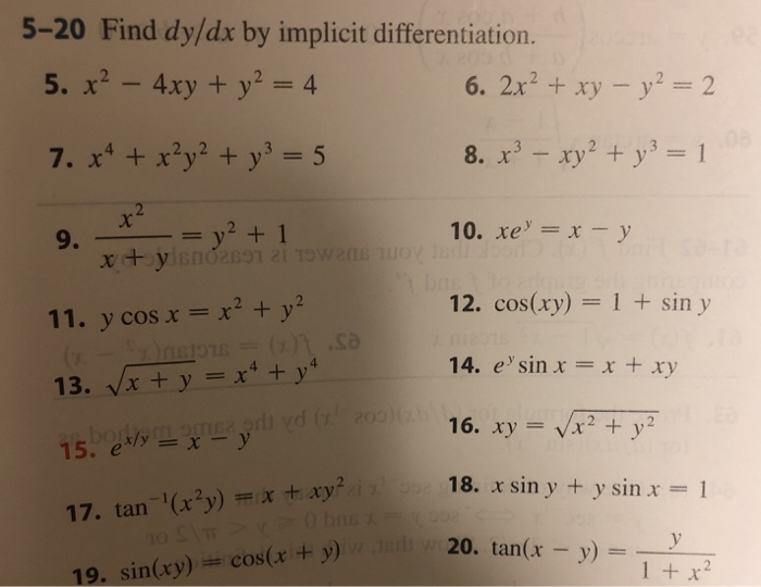 5 Find Dy Dx By Implicit Differentiation 6 2x2 Chegg Com