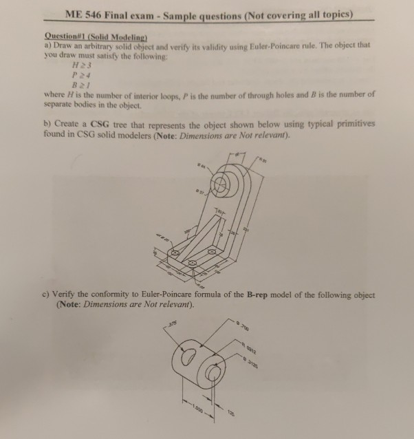 Me 546 Final Exam Sample Questions Not Covering