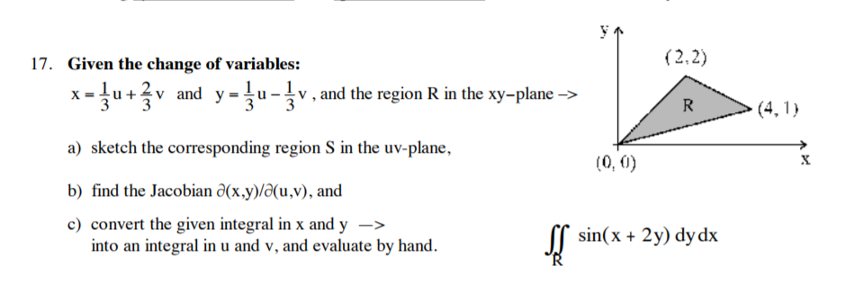 Solved 17 2 2 Given The Change Of Variables X 옻u V Chegg Com