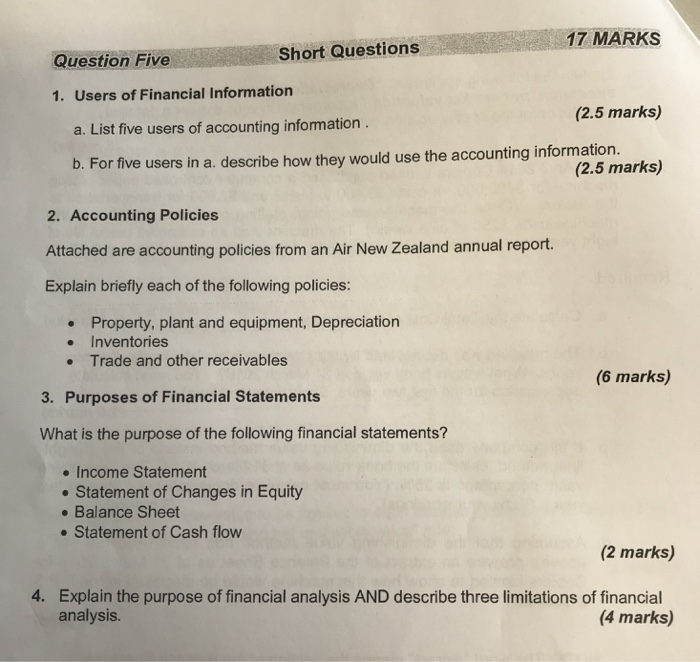 financial accounting short questions and answers