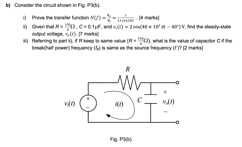 Solved B Consider The Circuit Shown In Fig P3 B Prove Chegg Com