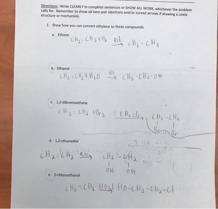 Solved Can Somebody Draw The Mechanism For B C E And Expl Chegg Com