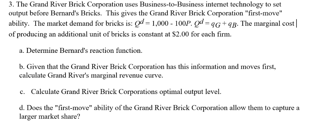 solved 3 the grand river brick corporation uses business uses for a brick