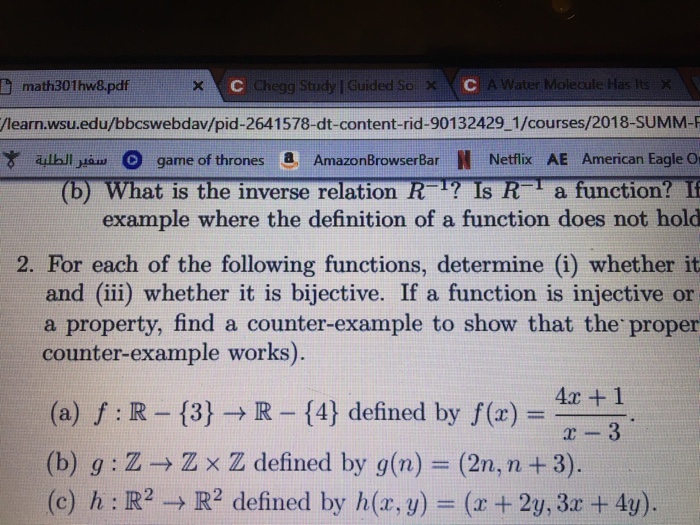 Solved For Part A B And C Determine I Whether It Is Inj Chegg Com