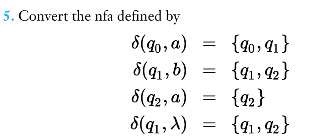 5. Convert the nfa defined by Чт ,