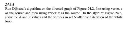 24.3-1 as the source and then using vertex z as the source. In the style of Figure 24.6, show the d and π values and the vert