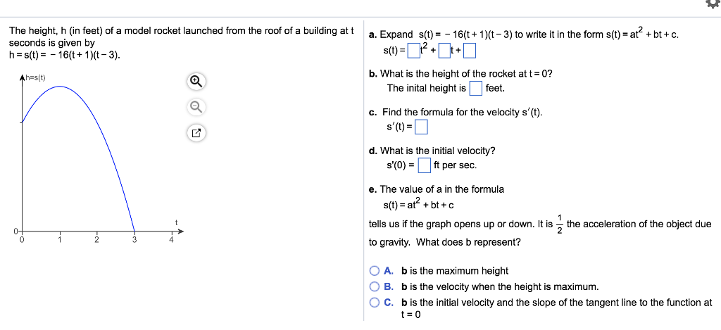 Solved The Height H In Feet Of A Model Rocket Launched Chegg Com