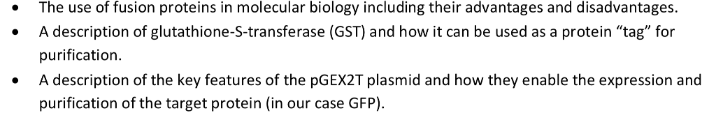 Solved .The use of fusion proteins in molecular biology | Chegg.com